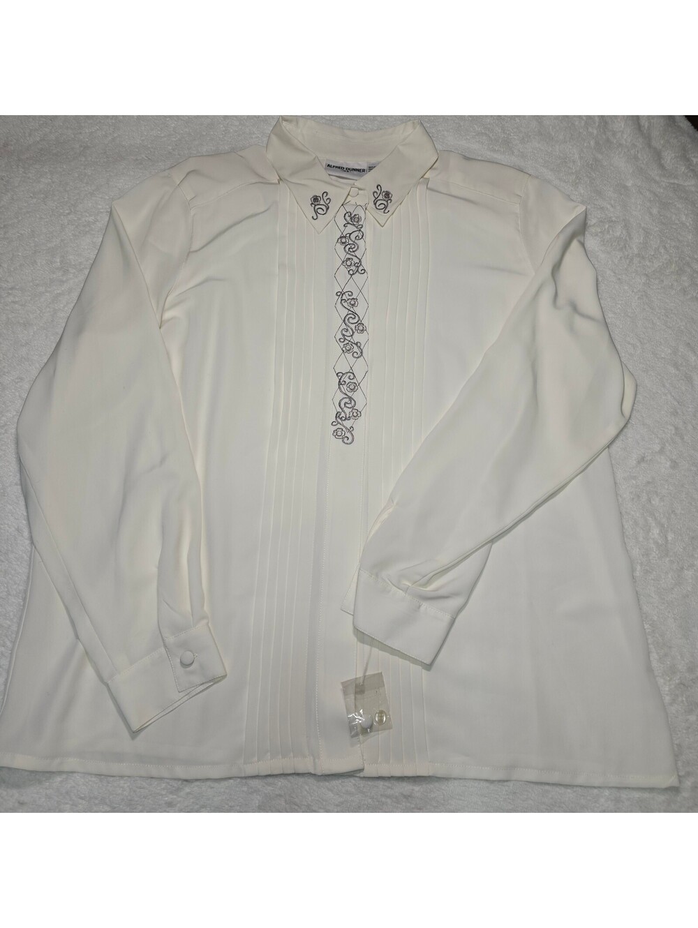 VTG Alfred Dunner White Embroidered Pleated Blouse 16W NWT Grandmacore